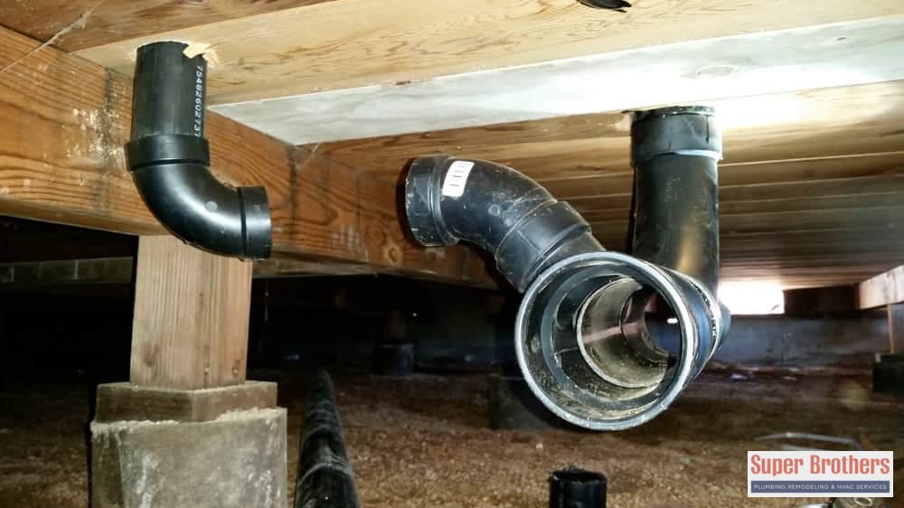 sewer pipes under the house