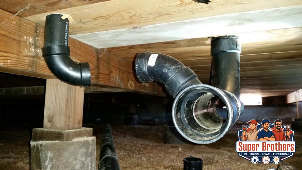 sewer pipes under the house