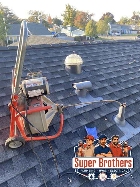 drain cleaning service on the roof