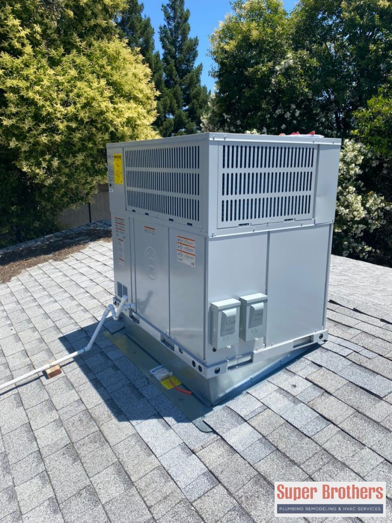 bosch heat pump hvac system on the roof