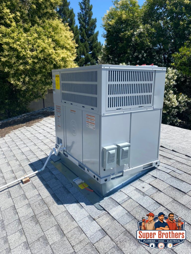 bosch heat pump hvac system on the roof