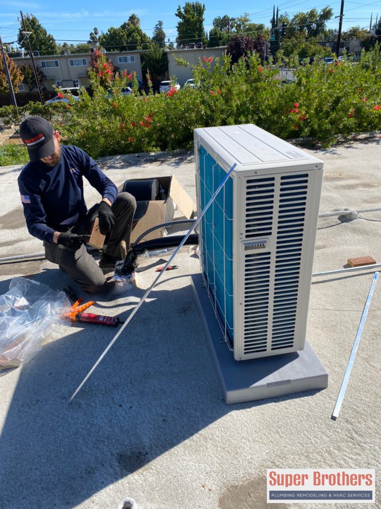 mini split installation on the roof