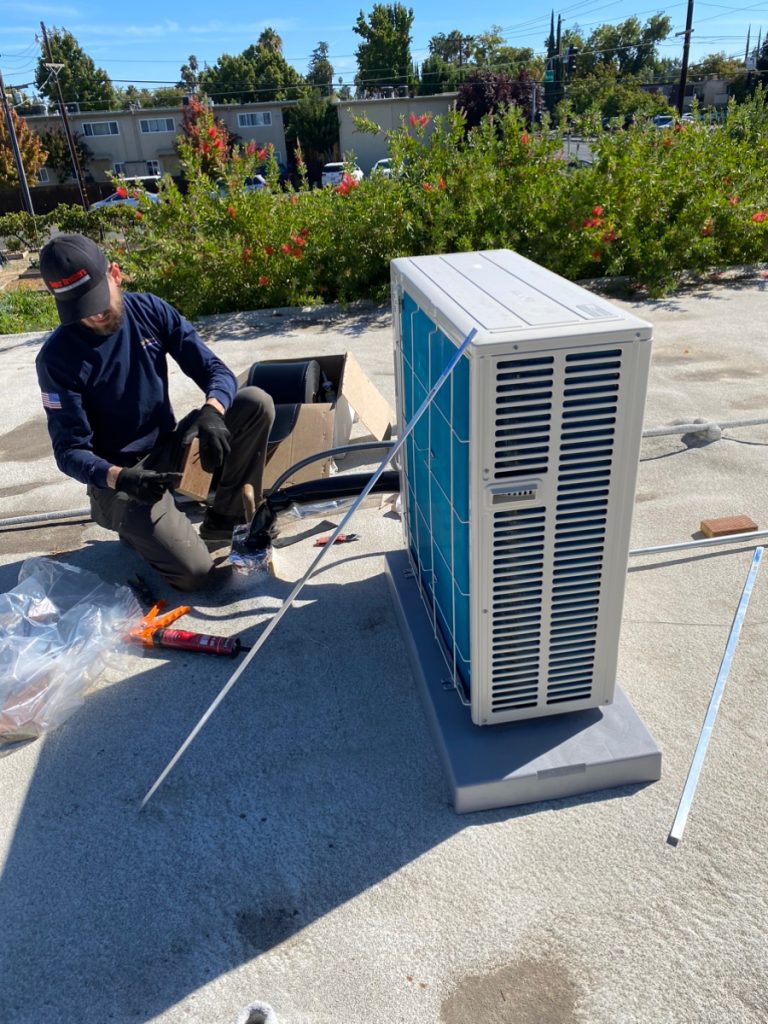 mini split installation on the roof