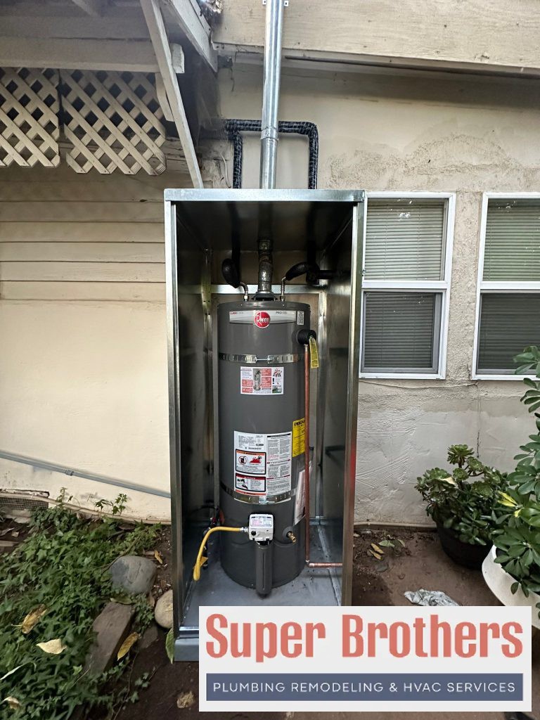 new water heater in exterior closet