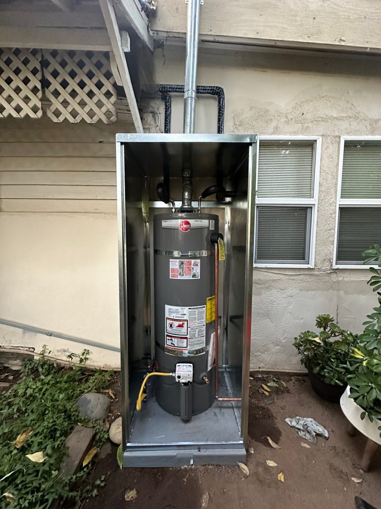 new water heater in exterior closet