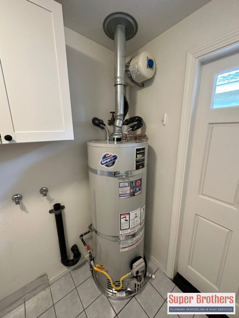 new water heater in the laundry room