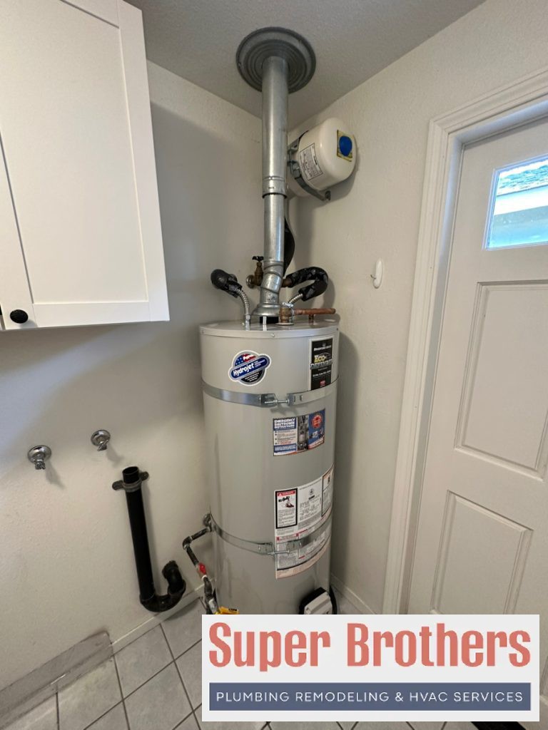 new water heater in the laundry room
