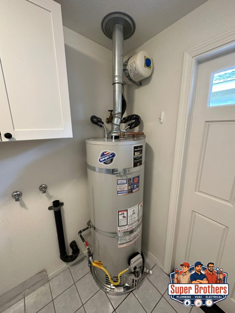 new water heater in the laundry room