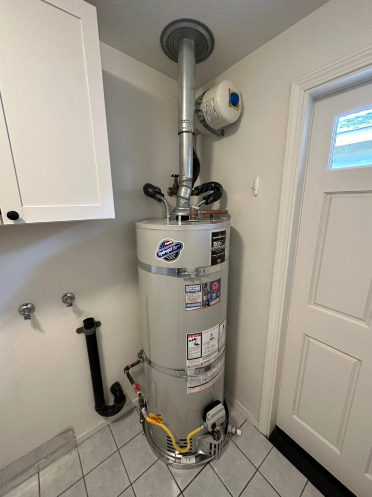 new water heater in the laundry room