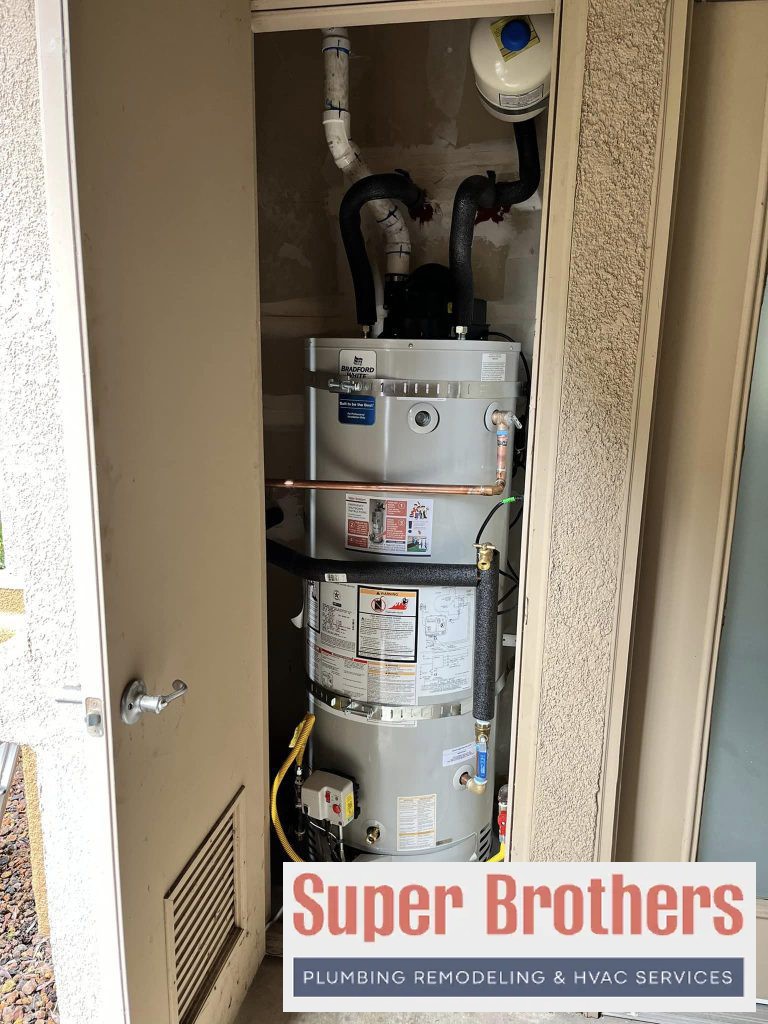 water heater installation in the closet