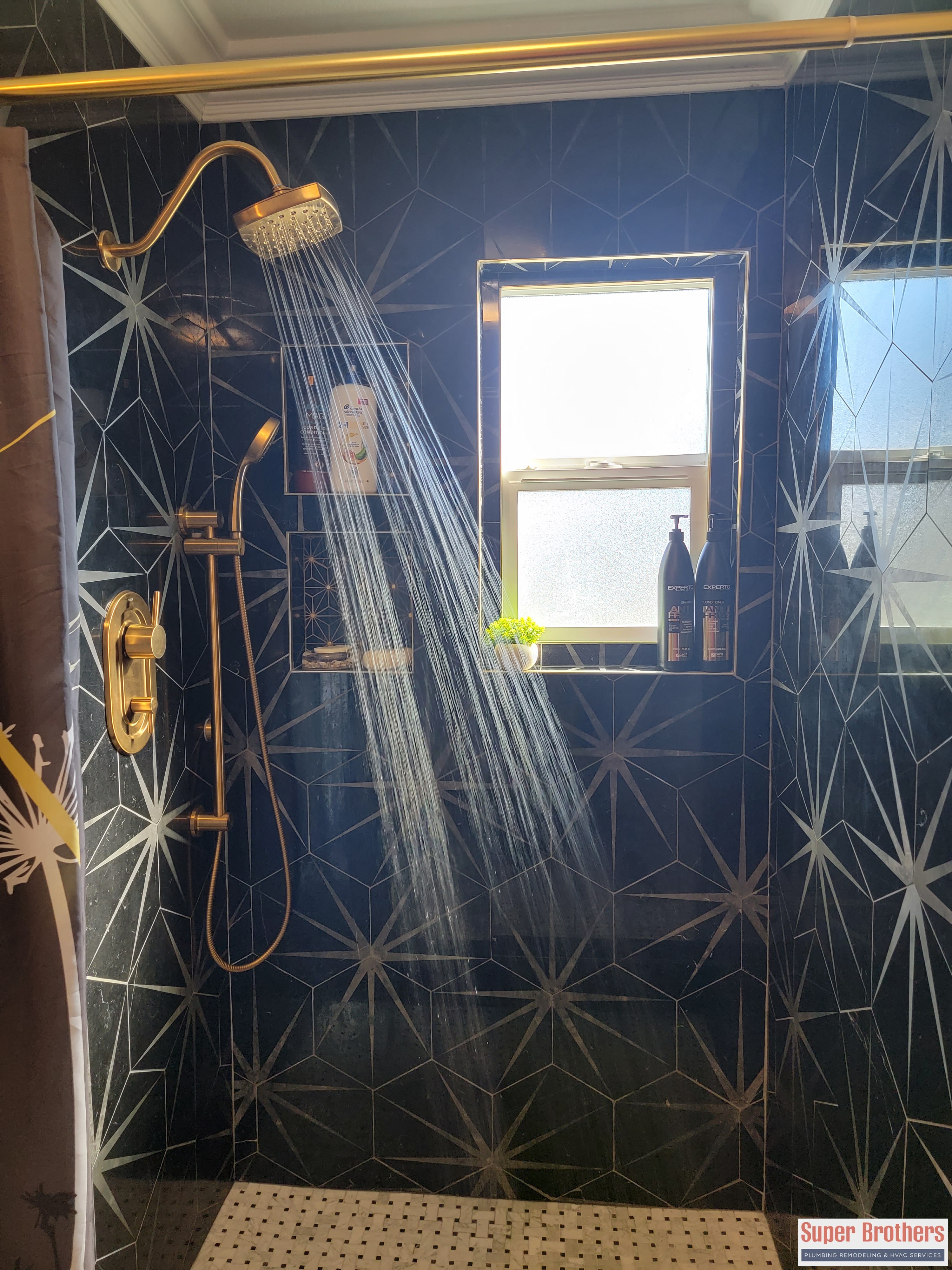 new bathroom remodeling with black marble tiles