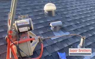 drain cleaning through air vent on the roof