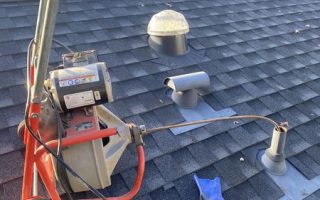 drain cleaning through air vent on the roof
