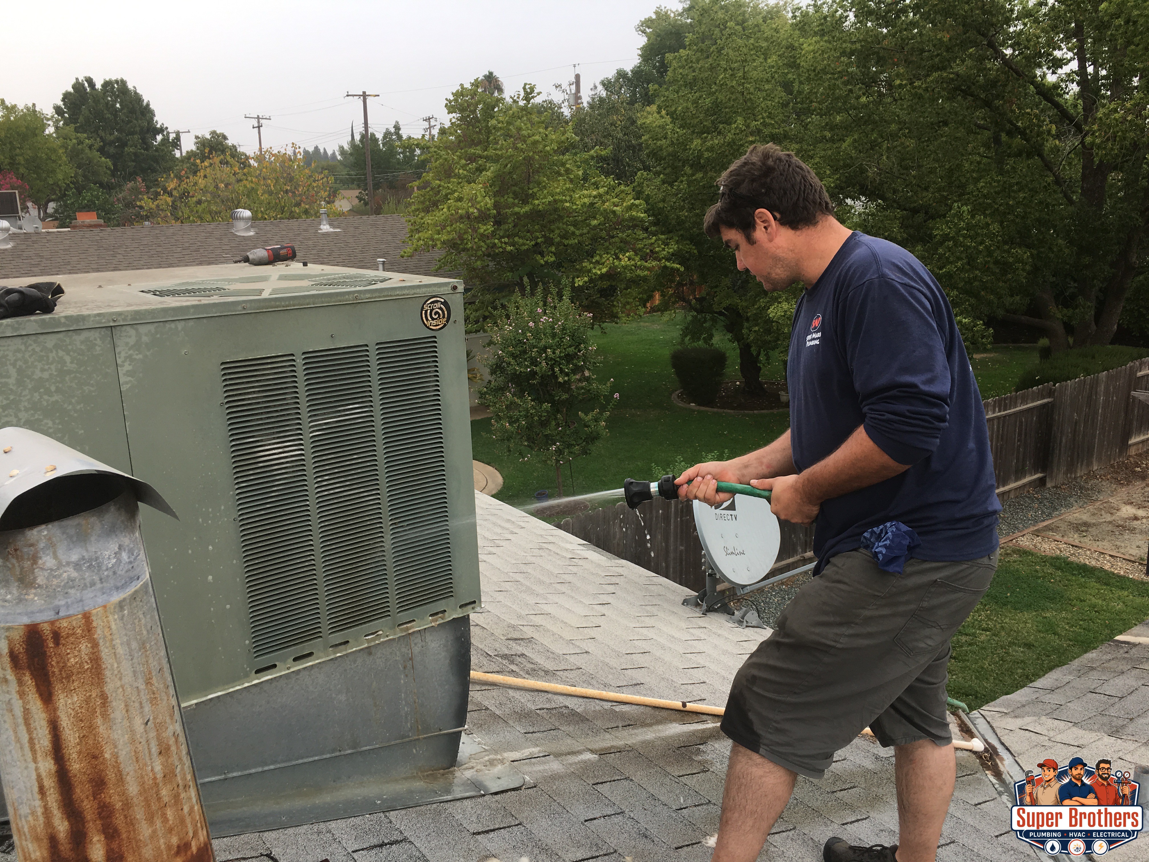 HVAC technician maintaining a home system in Northern California