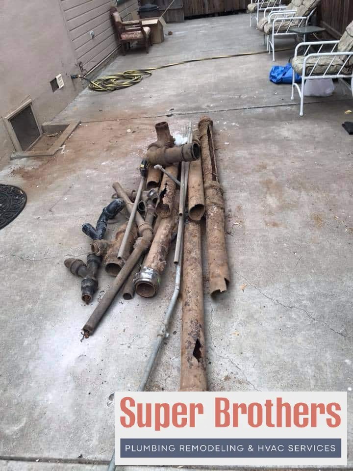 broken old drain pipes