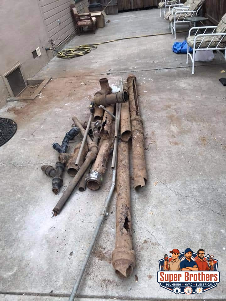 broken old drain pipes