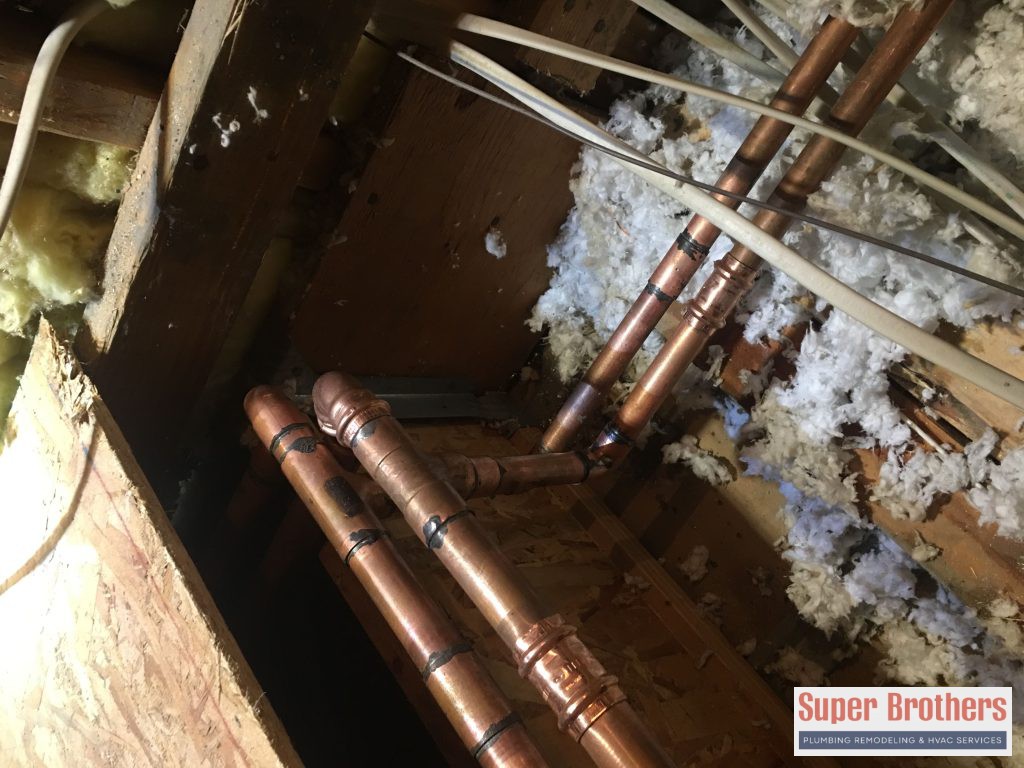 copper repipe in the attic