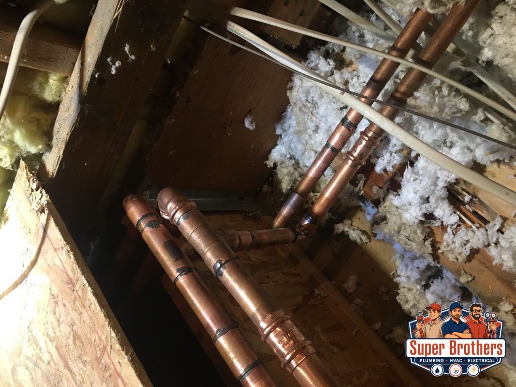 copper repipe in the attic