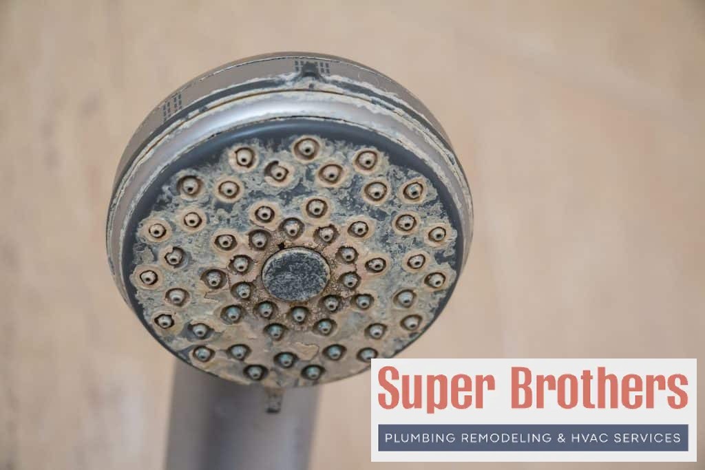 hard water stains on the shower head