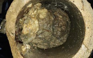 clog in old sewer pipe