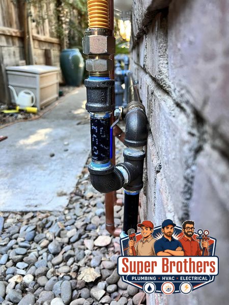 gas line connection for outdoor barbecue
