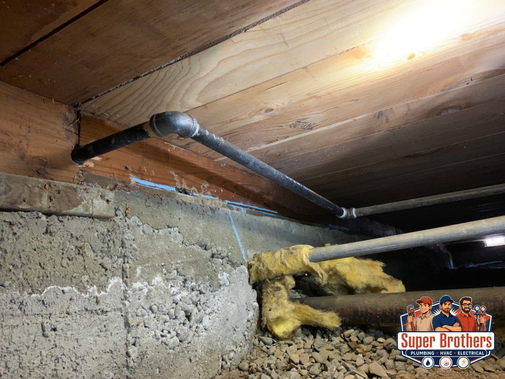 gas line installation in crawlspace