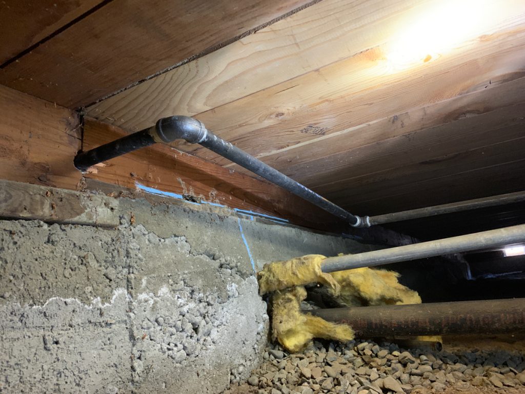 gas line installation in crawlspace