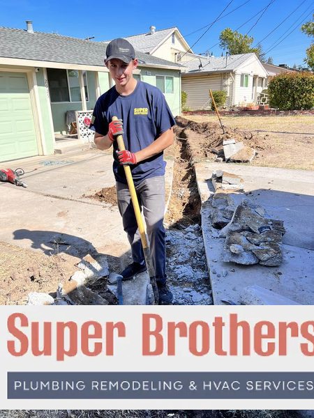 digging the trench for sewer line installation