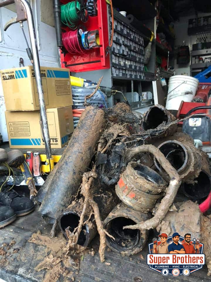old sewer clay pipes
