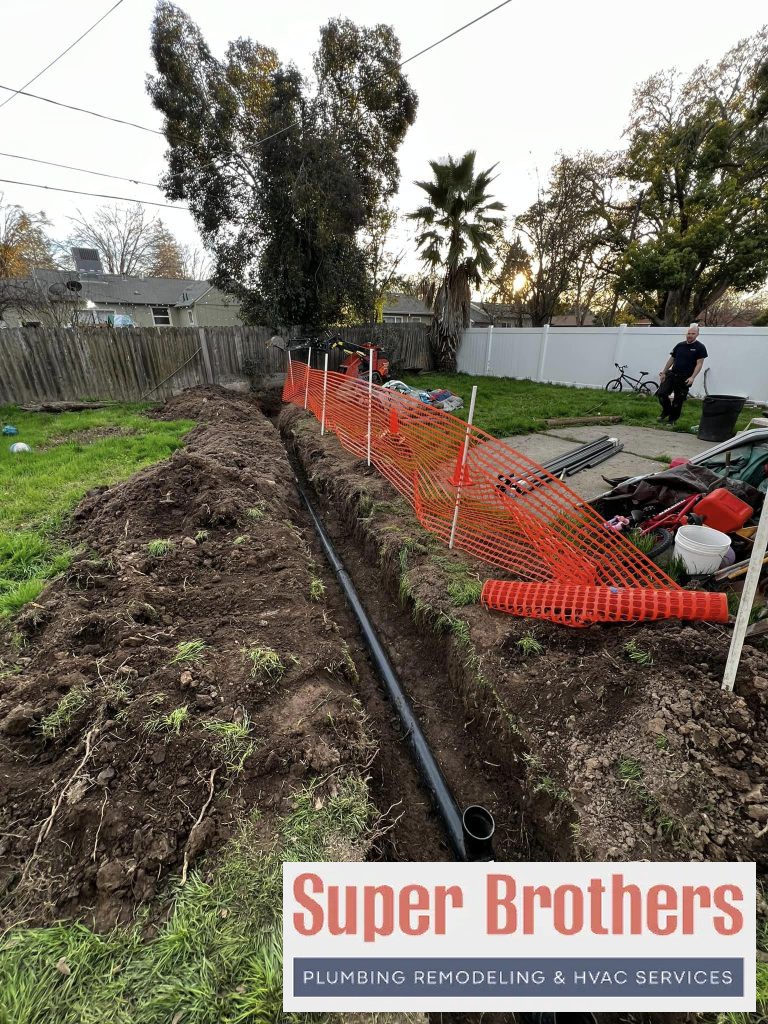 sewer line replacement in the backyard