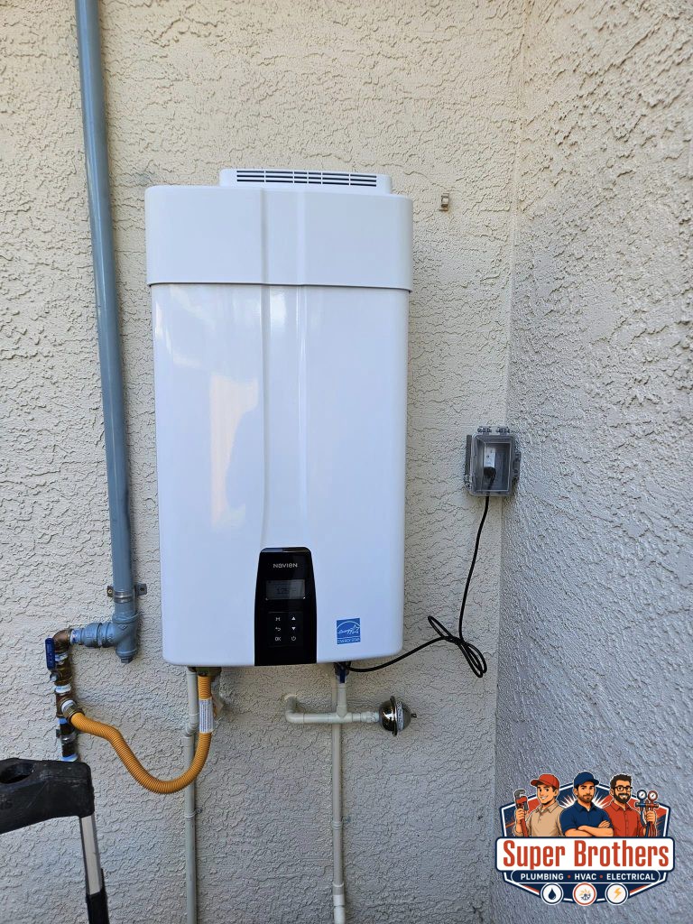 Navien tankless installation with built in recirculation pump