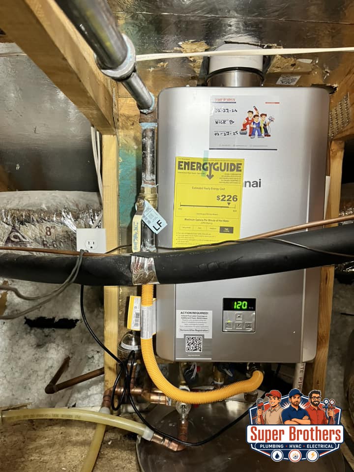 Rinnai Tankless installation in the attic