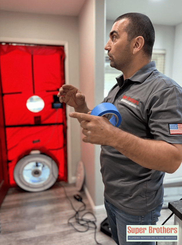 A blower door test helps prevent air leakage
