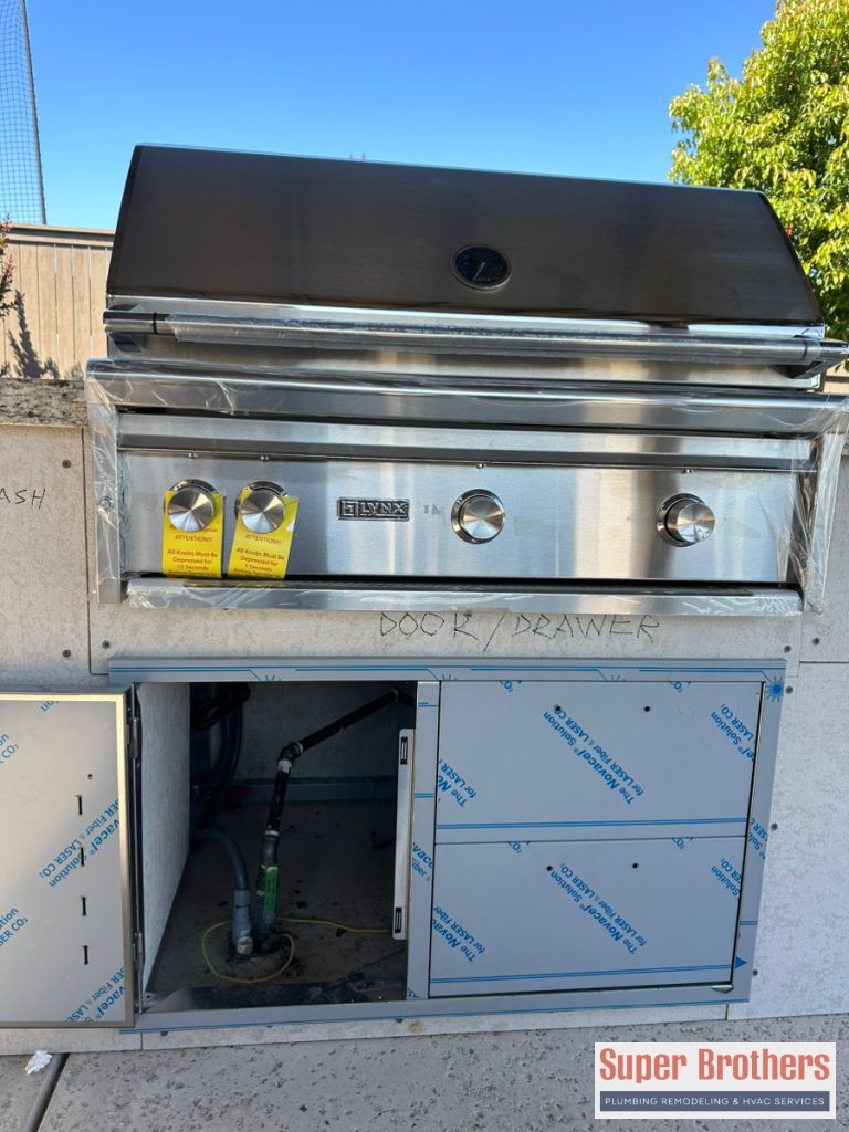 gas line installation for outdoor barbecue