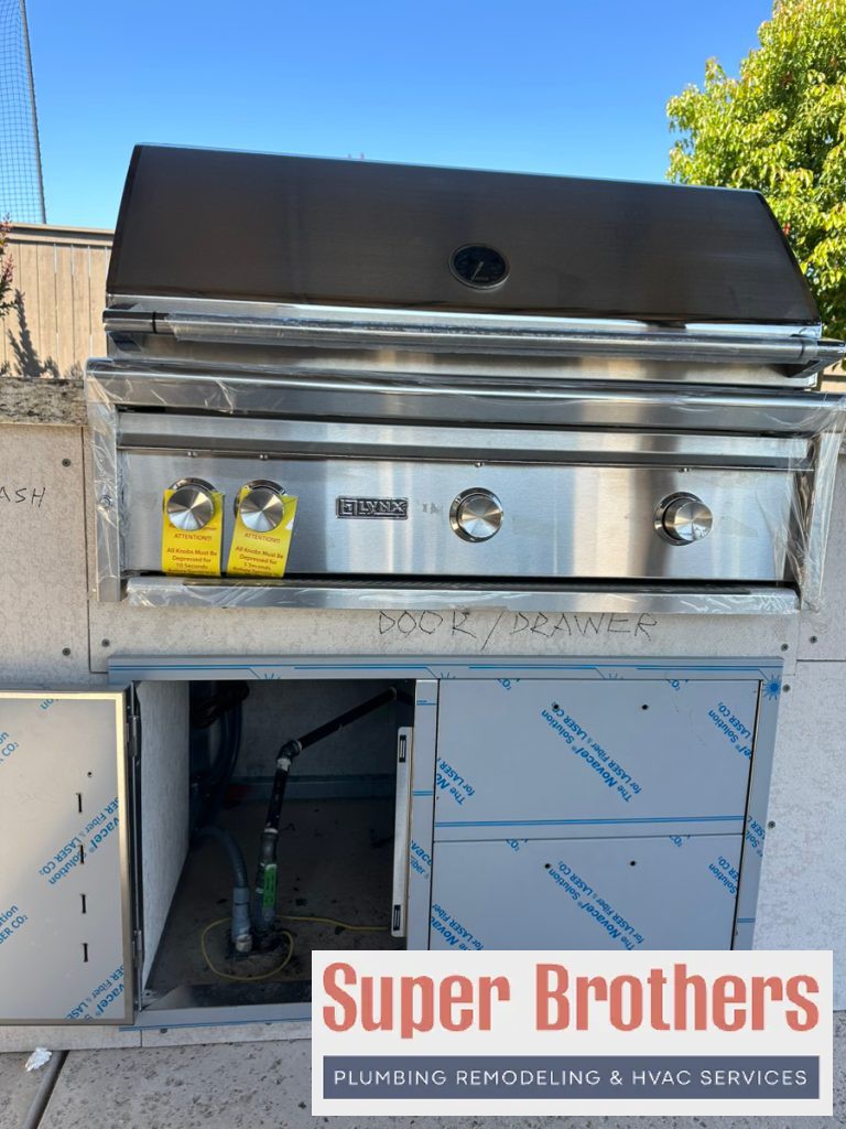 gas line installation for outdoor barbecue