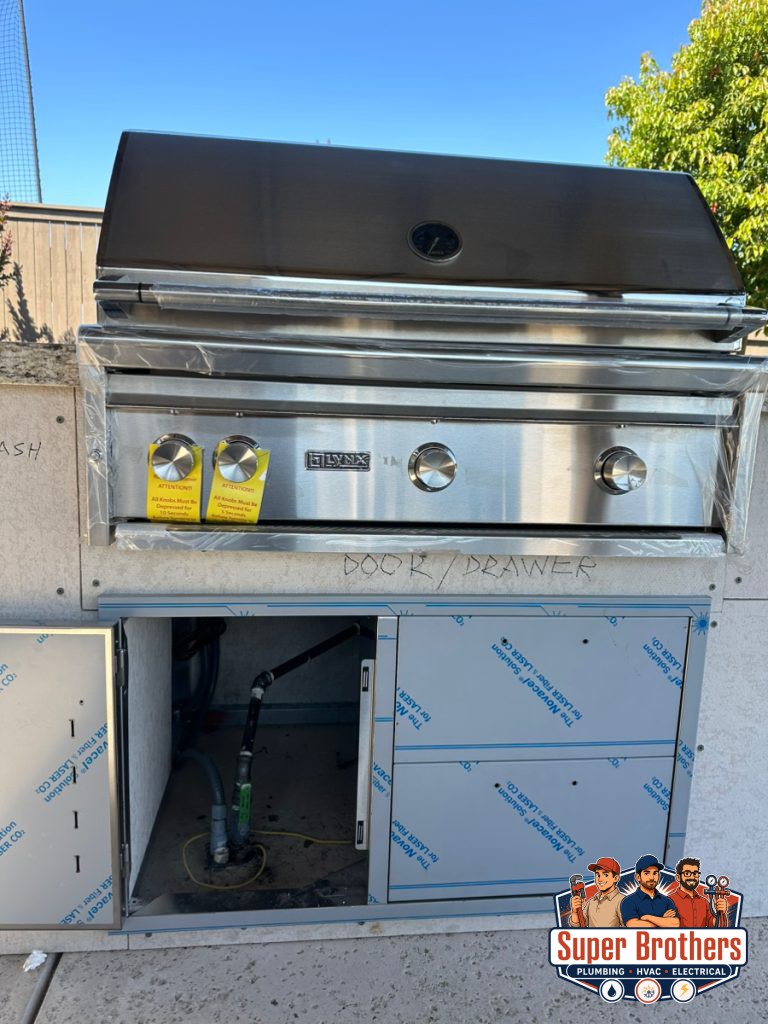 gas line installation for outdoor barbecue