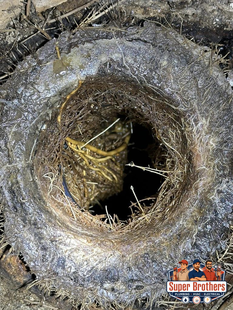 roots inside the sewer line