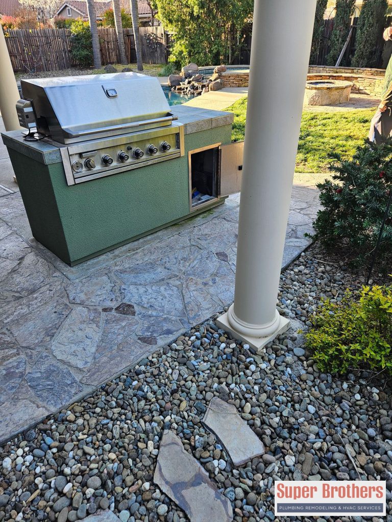 gas line installation for barbecue