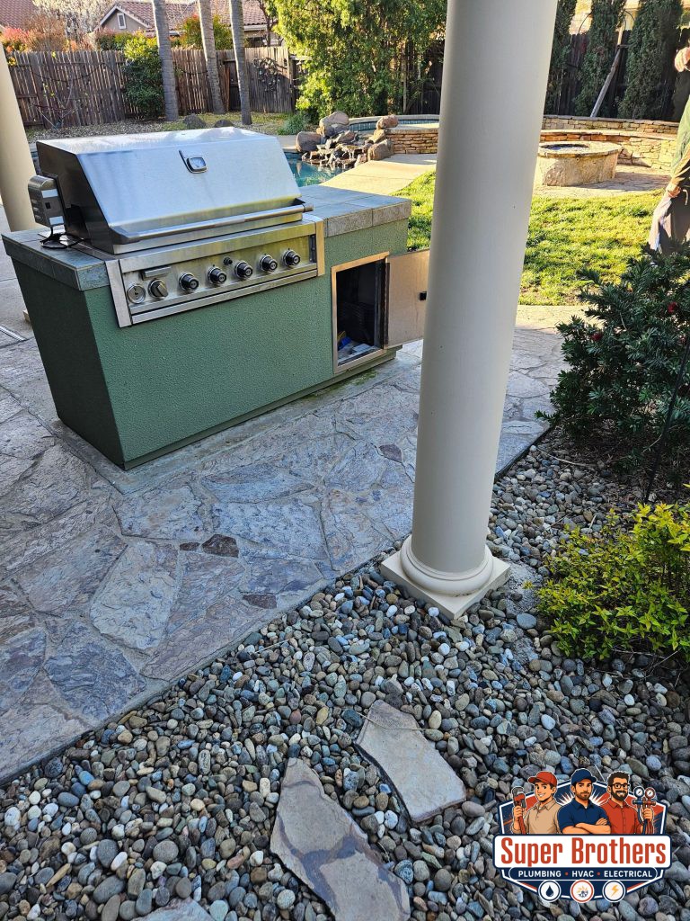 gas line installation for barbecue