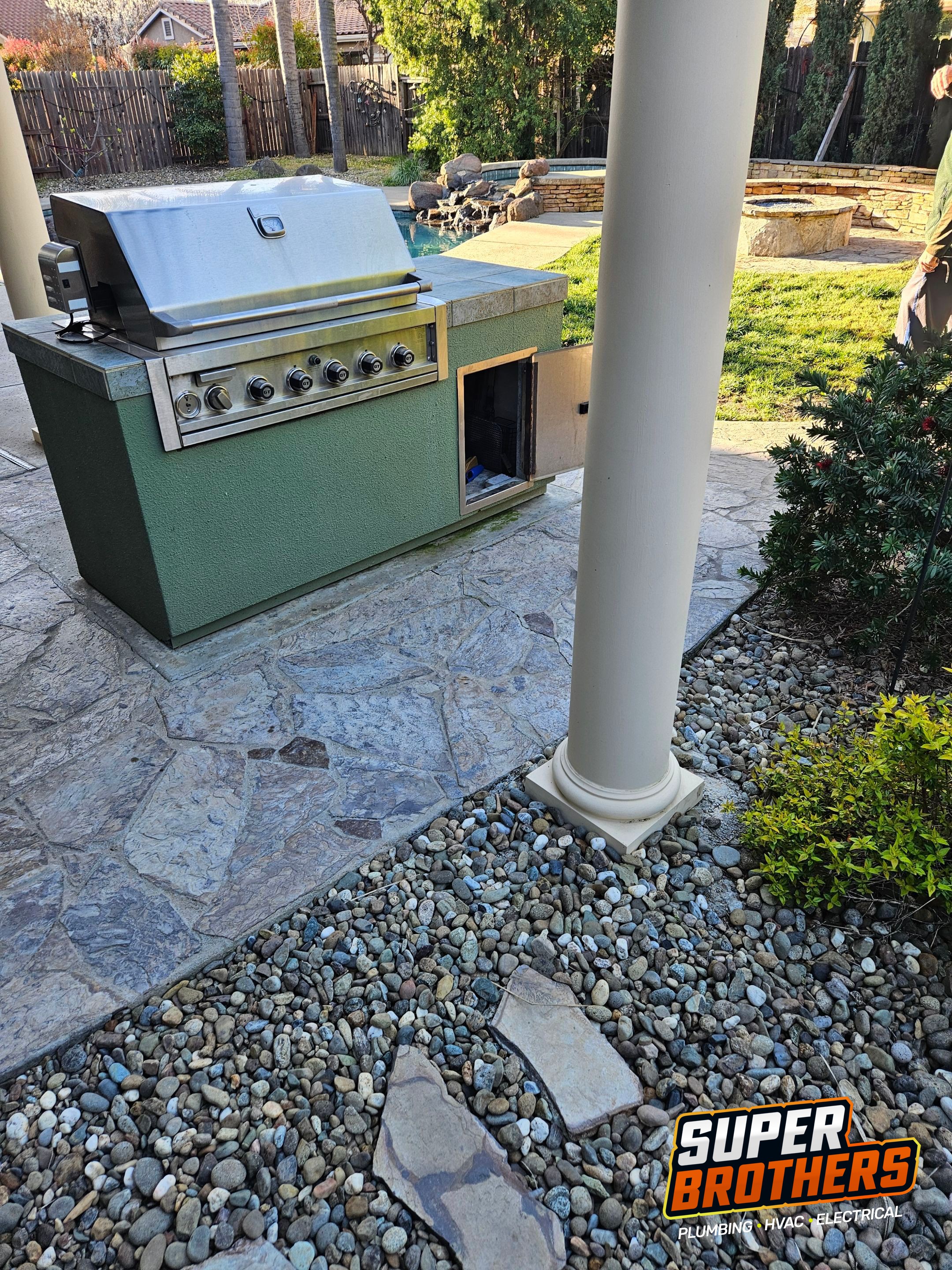 gas line installation for barbecue