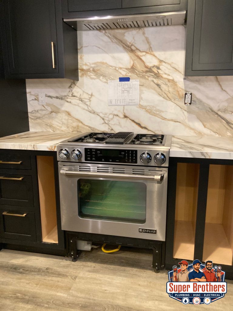 gas line installation for kitchen stove