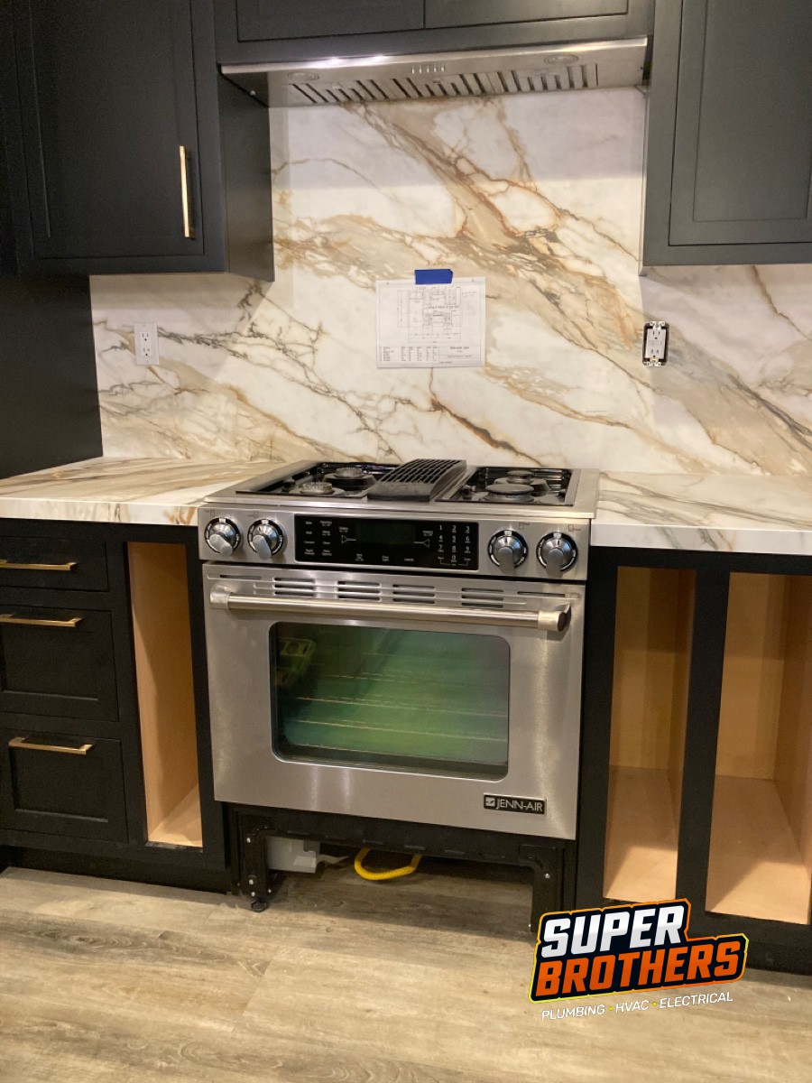gas line installation for kitchen stove