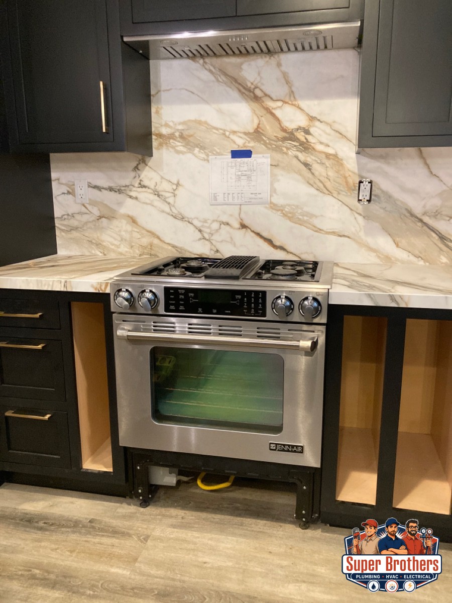 gas line installation for kitchen stove