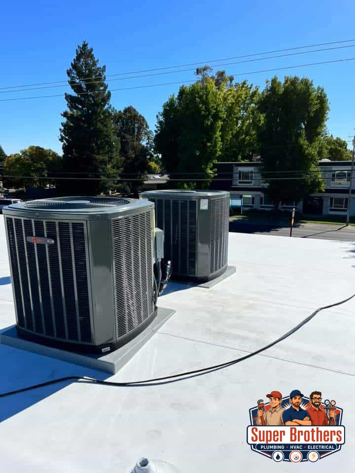 Commercial air conditioning condenser installation for a business property