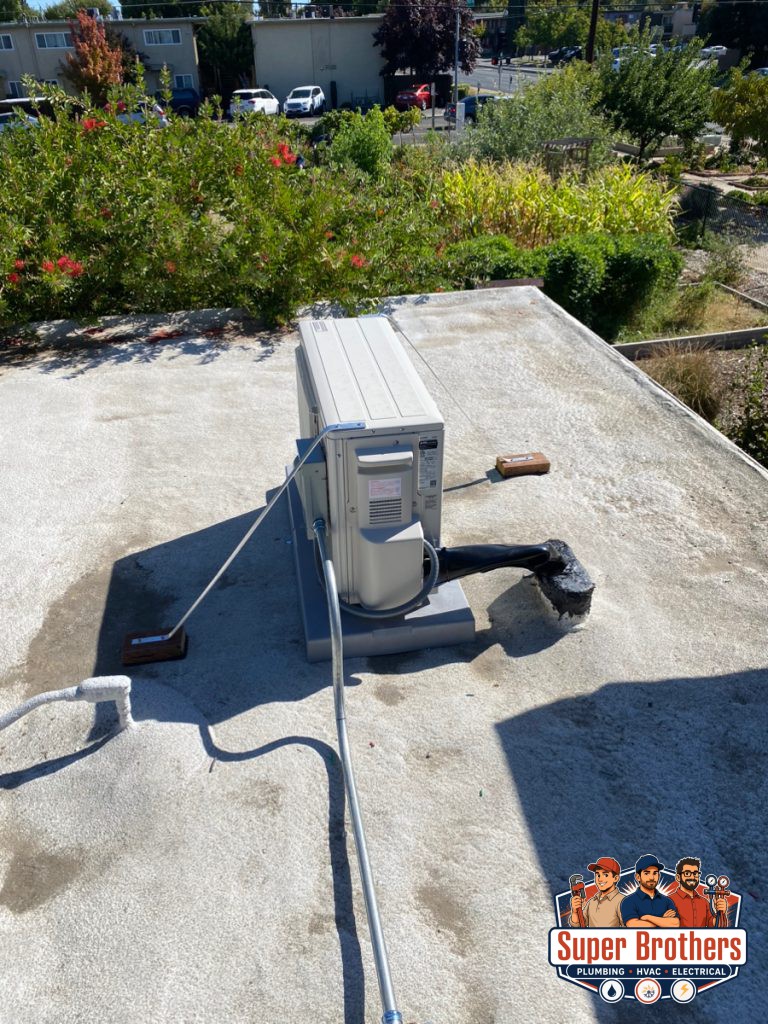 Commercial mini split HVAC installation in a local building