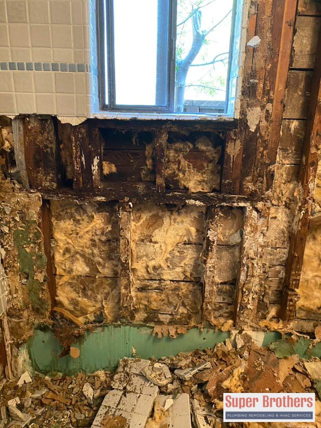 water damage in bathroom