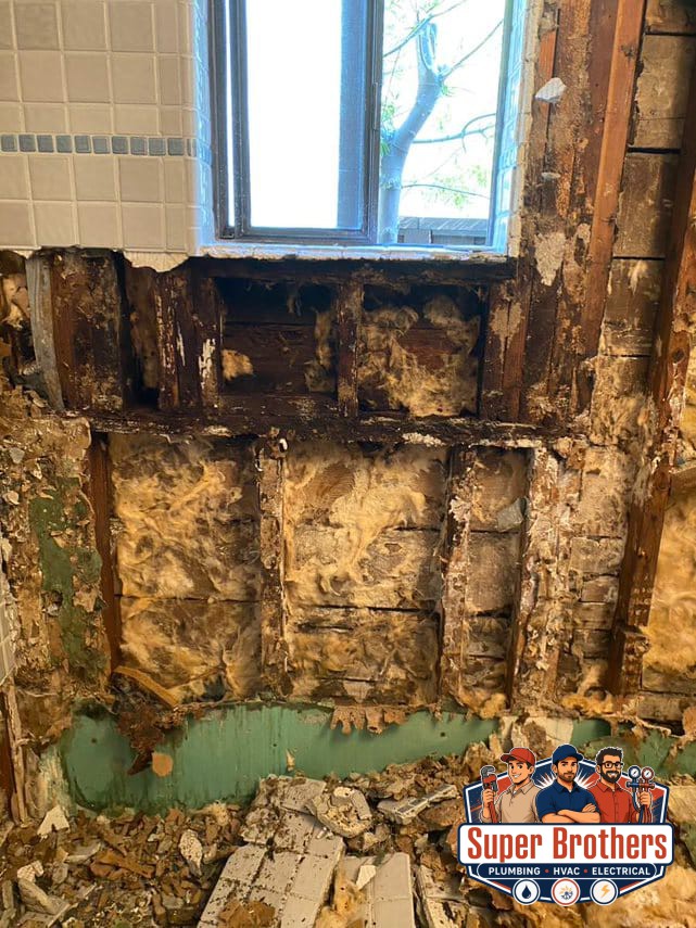 water damage in bathroom