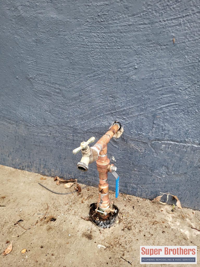 replacement new hose bib and main shut off valve