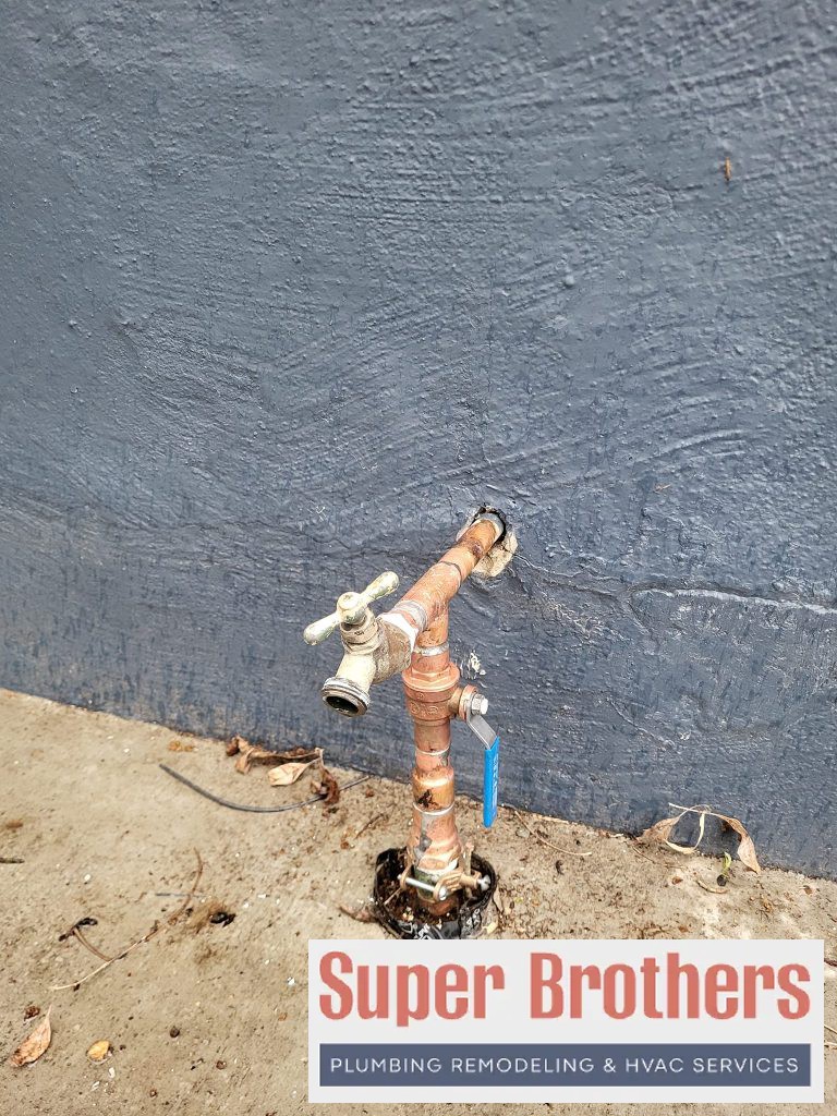 replacement new hose bib and main shut off valve