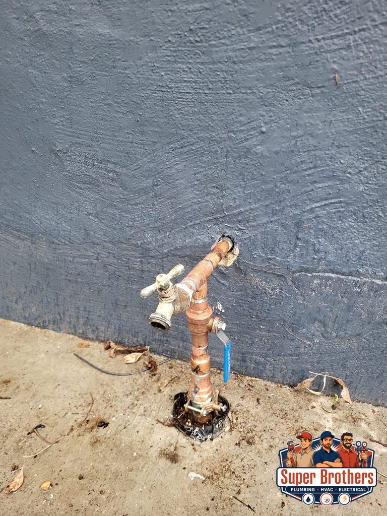 replacement new hose bib and main shut off valve